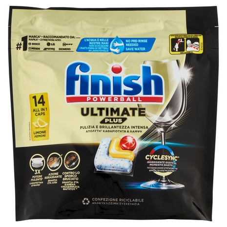 Finish Ultimate Plus All In One Lemon pastiglie lavastoviglie 14 lavaggi 170,8 g